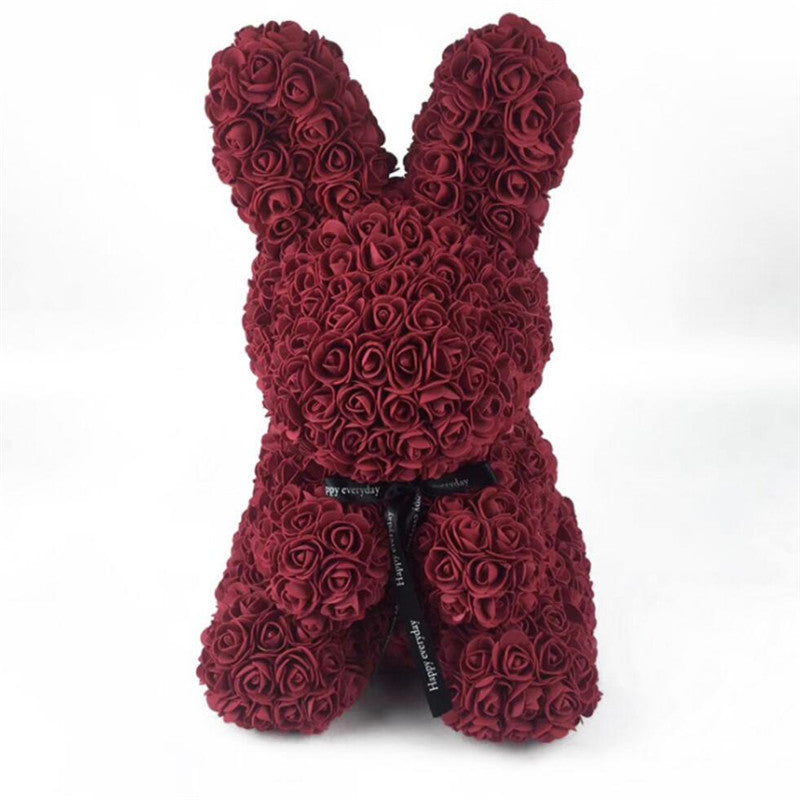 Wine Red Rose Bunny