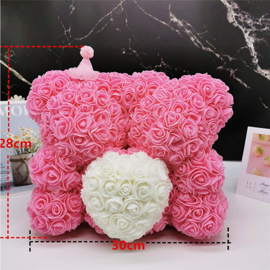 Pink Rose Bears with White Heart