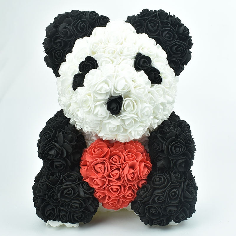 Cute Panda Bear In Red Heart Tissue Paper