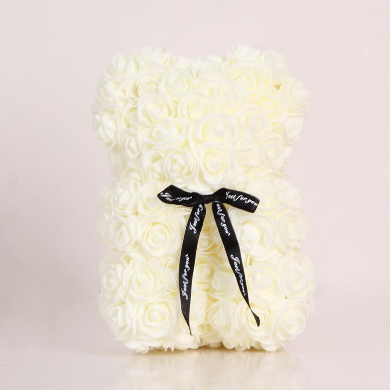 Beige Rose Bear With Black Ribbon