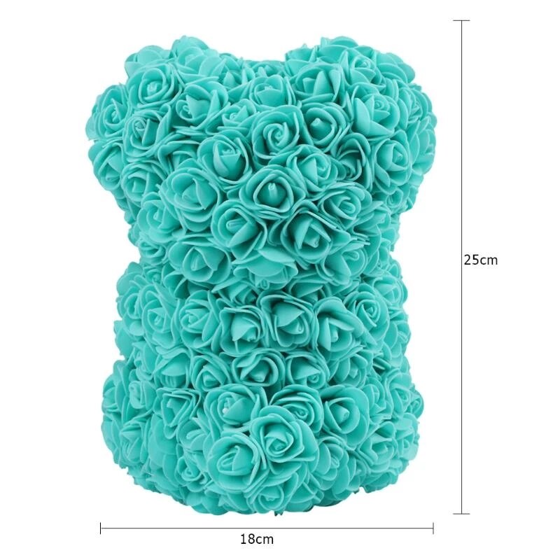 Green Rose Bear With Black Ribbon