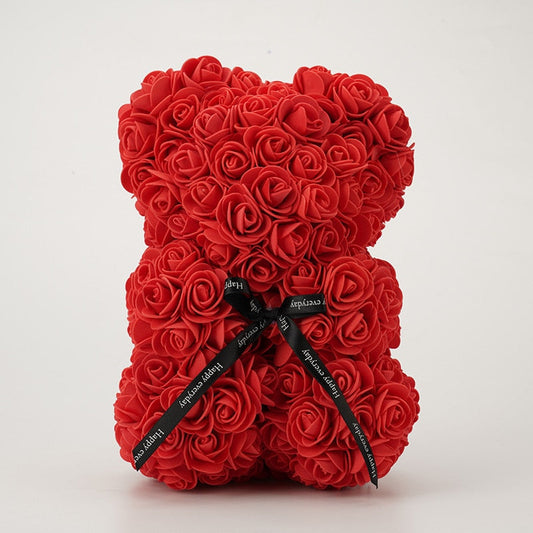 Love Rose Bear With Black Ribbon