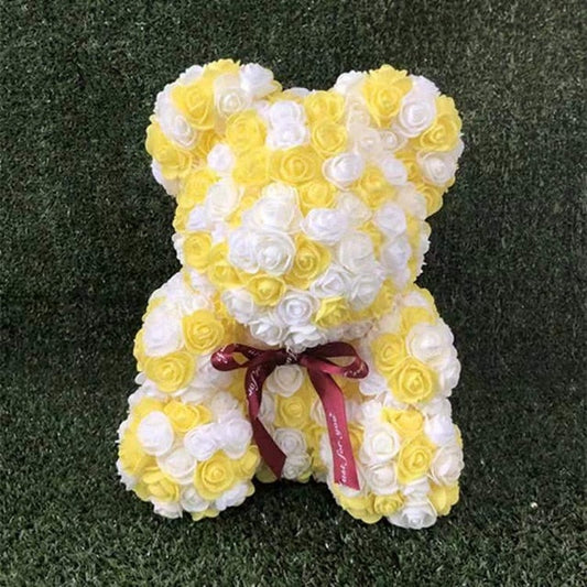 White & Yellow Rose Bear