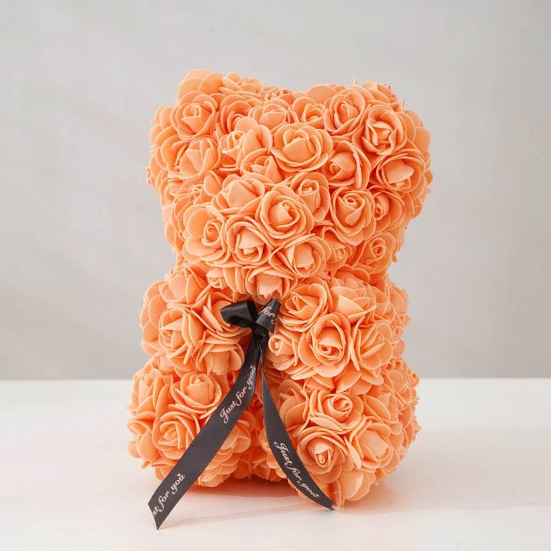 Orange Rose Bear