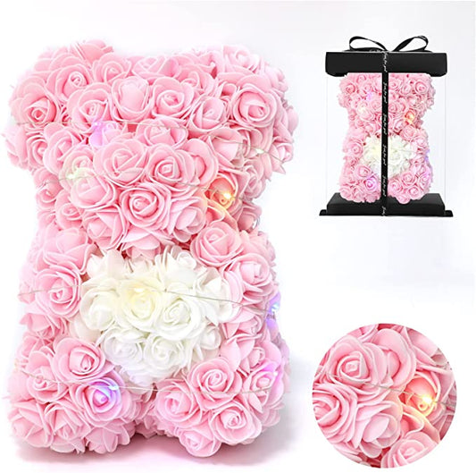 Pink Rose Bear with LED Lights [USA Shipping]