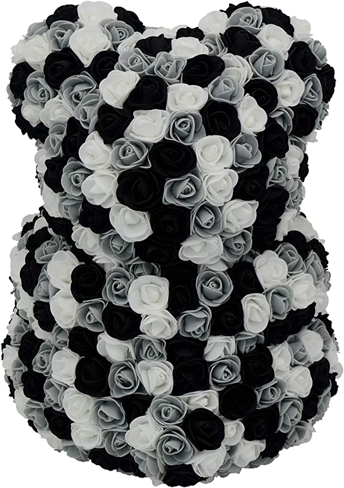 Black & White Rose Bear [USA Shipping]