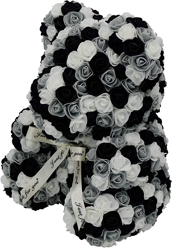 Black & White Rose Bear [USA Shipping]