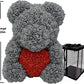 Grey Rose Bear with Red Heart [USA Shipping]