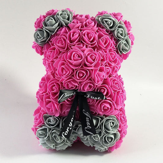 Pink & Gray Teddy Rose Bear