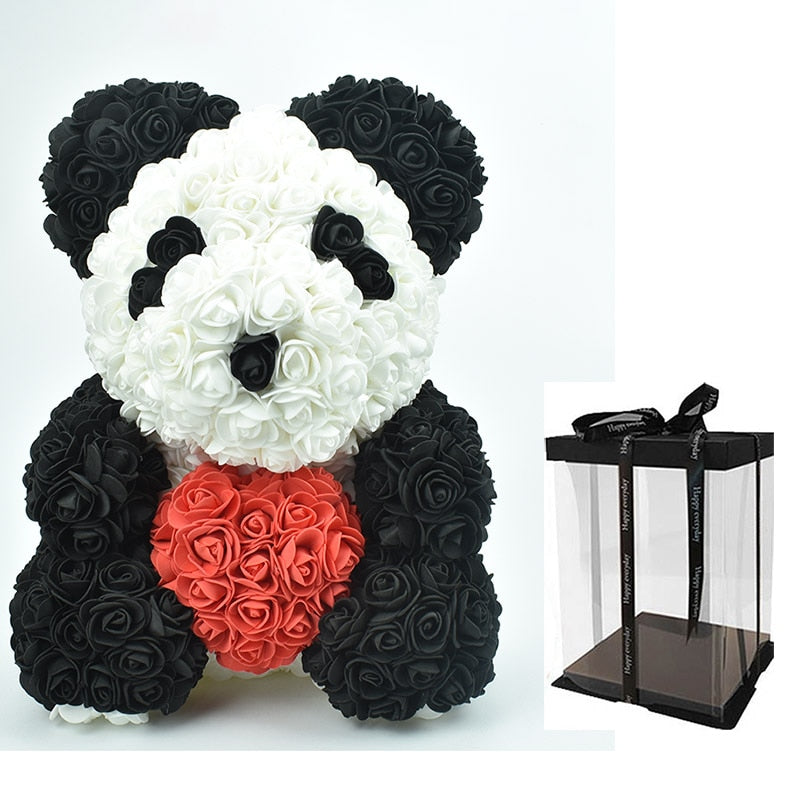 Cute Rose Panda With Red Heart