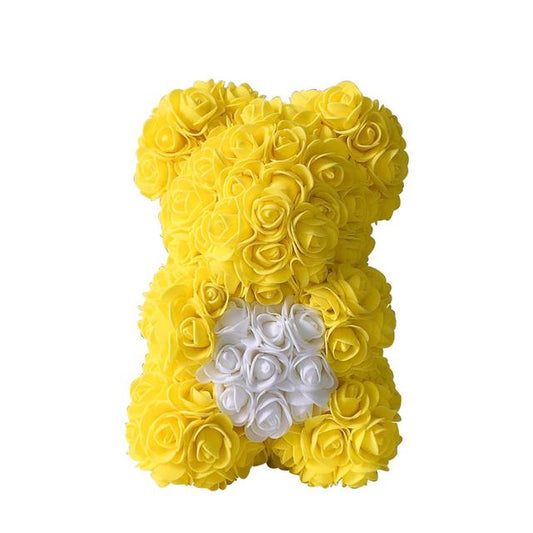 Yellow Rose Bear With White Heart