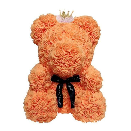 Orange Rose Bear With Crown