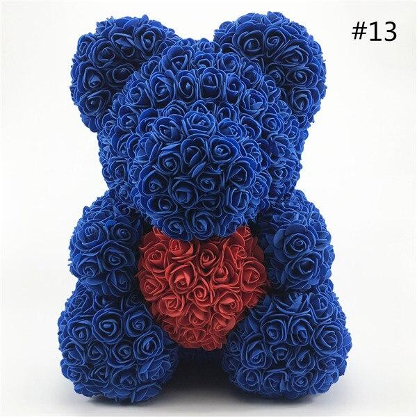 Deep Blue Rose Bear With Red Rose Heart